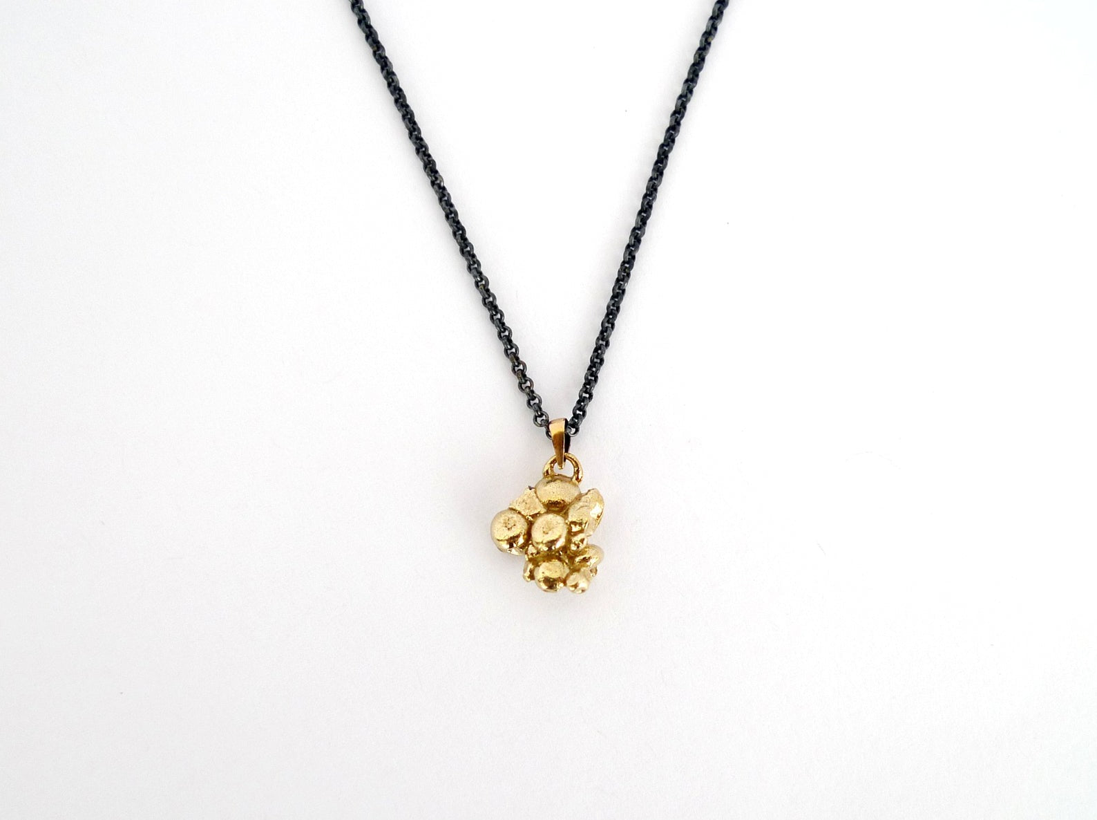 organic nugget cluster necklace 14k gold