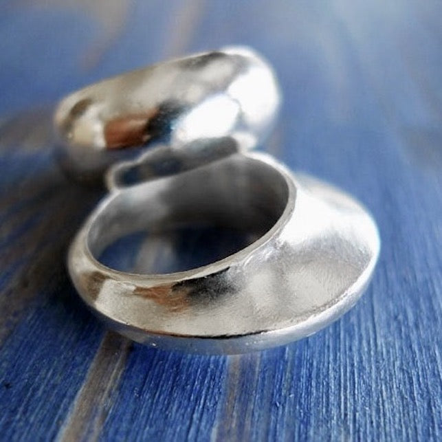 big bold statement non hollow chunky silver bands. Pair 925 wide rings.