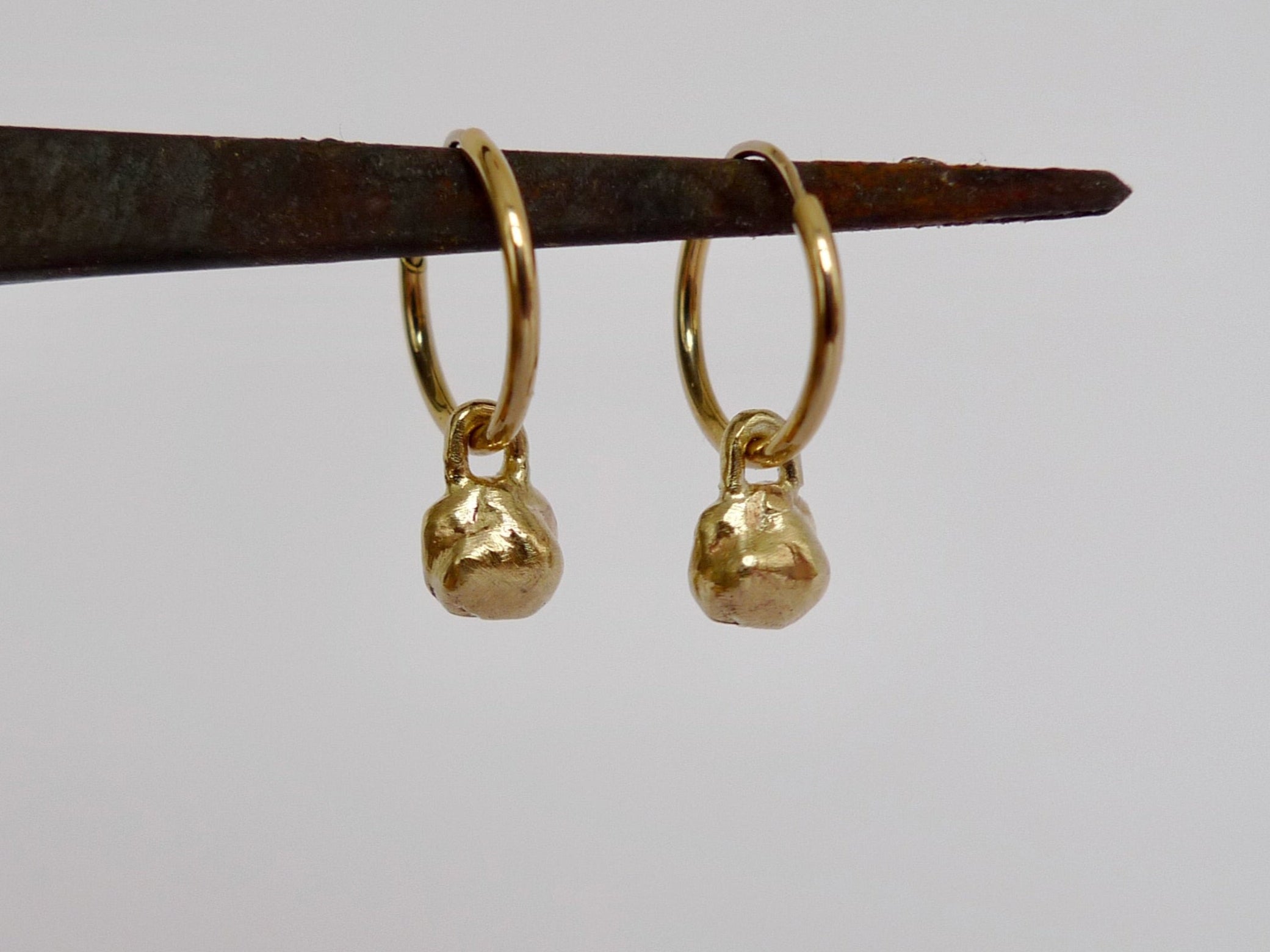 Dangling Nugget Hoops