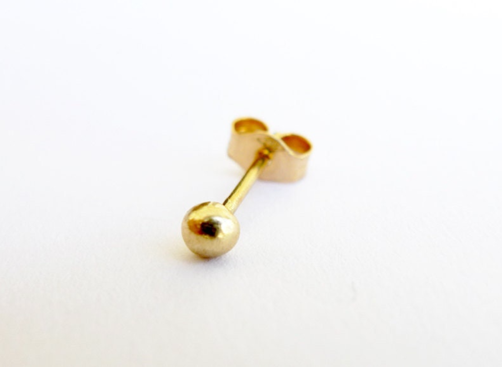 14k solid recycled gold ball earring