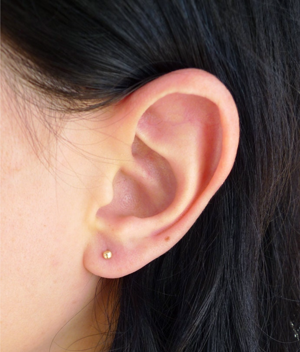 Tiny Gold Ball Earring