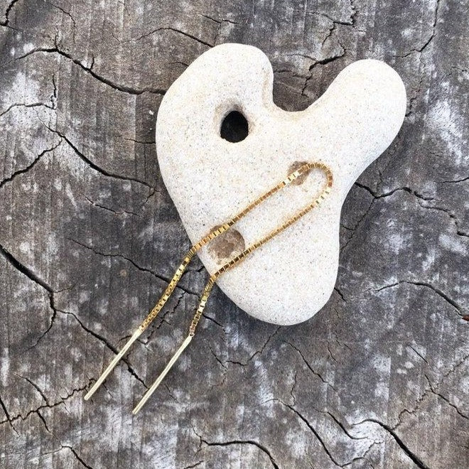 עגיל שרשרת זהב אמיתי 14 קרט עבודת יד