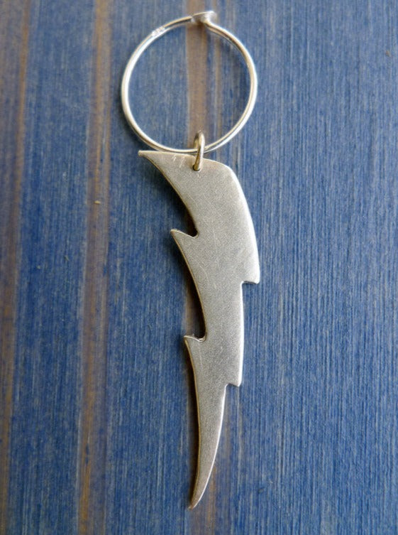 עגיל ברק יוניסקס מתנה לגבר עגיל מתנדנד ארוך ברקים ורעמים תכשיטי מזג אויר פאנק גותי כסף סטרלינג 925