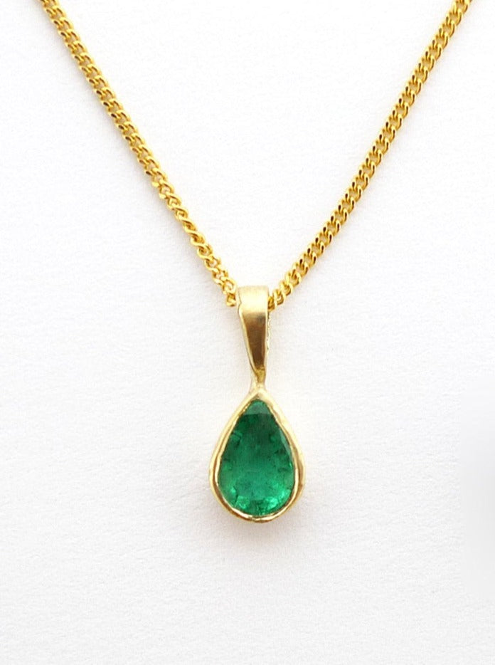 תכשיטי מעצבים אונליין זהב אמיתי תליון טיפה אמרלד צורת דמעה זהב 14 18 קרט עבודת יד קלאסי צבעוני ירוק