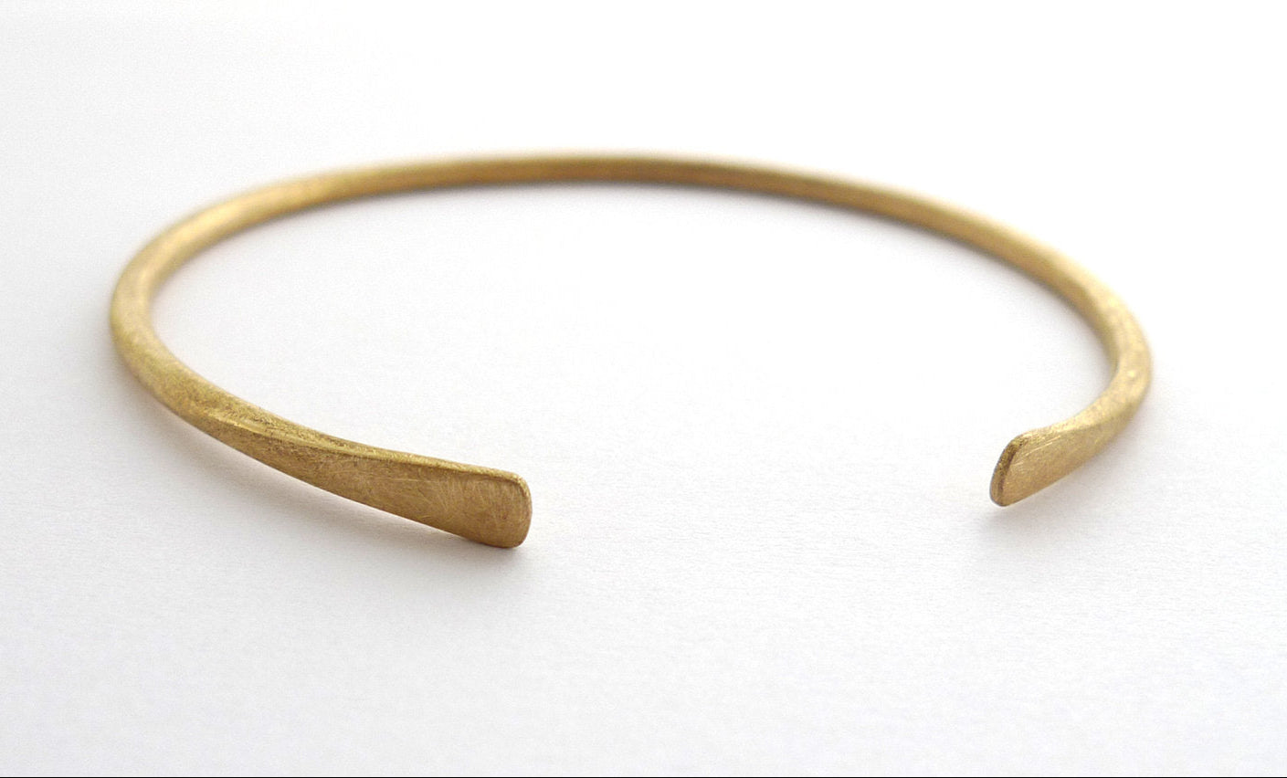 Endless thick cuff Bangle solid 14K recycled gold handmade simple rustic timeless scratches finished bracelet
