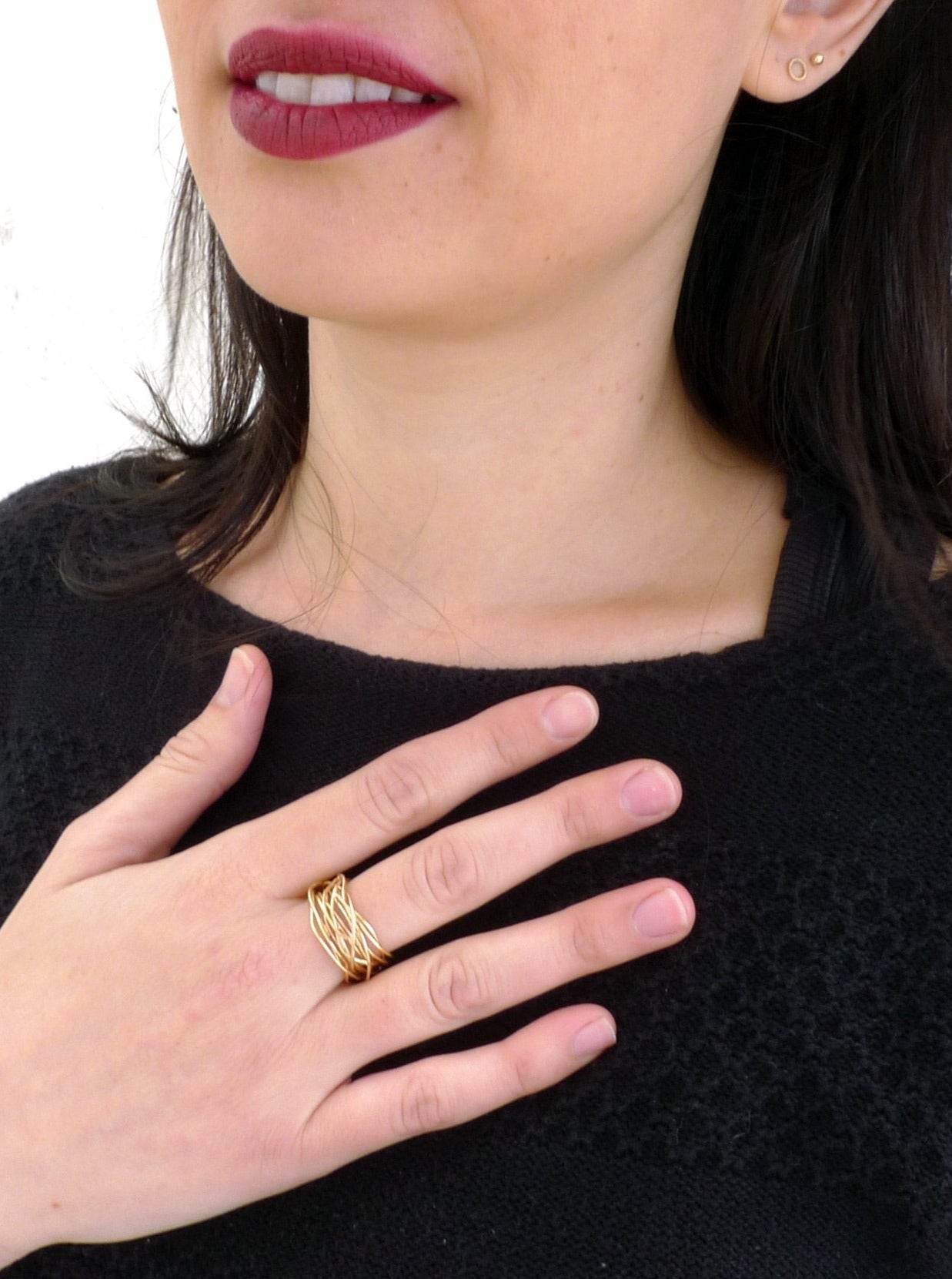 14k gold wire wrap coiled ring