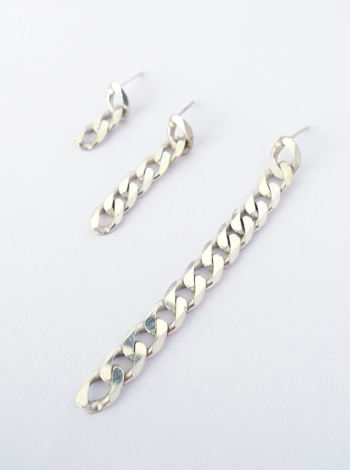 עגילי שרשרת גורמט מכסף עגילים ארוכים מתנדנדים דרמטיים סטייטמנט שרשרת חוליות 925 סטרלינג מתחתנים עגילים לכלה אורבנית פאנק סטייל