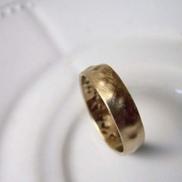 recycled gold wedding band men unisex fair trade 14k