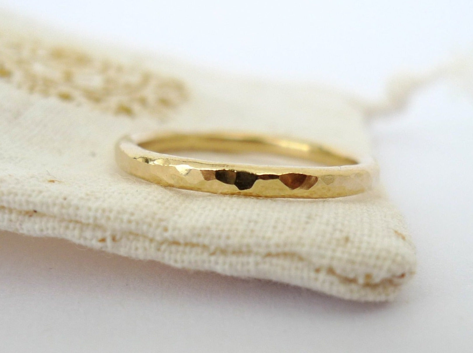 gold hammered unisex band recycled rustic rough handmade weddings