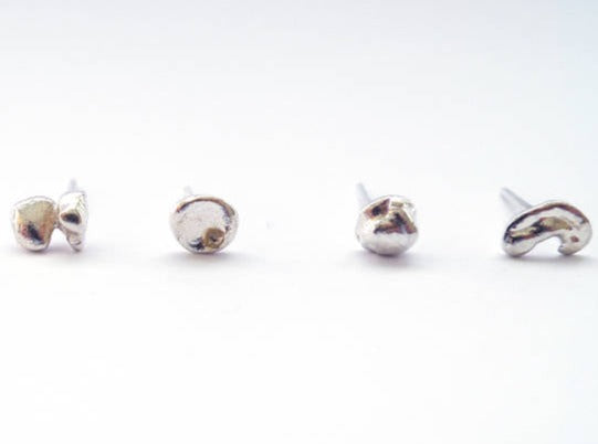 Silver Nugget Studs