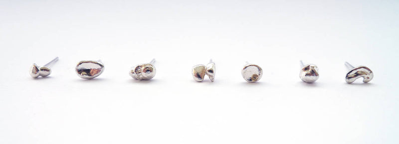 Silver Nugget Studs