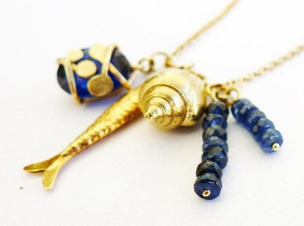 beach lover full heavy solid gold 14k or 18k conch seashell pendant handmade tulip shell sea inspired necklace
