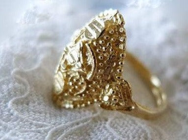 handmade 14k 18k etruscan inspired boho dainty detailed gold ring. vintage style east oriental design delicate gold ring. alternative wedding engagement ring 