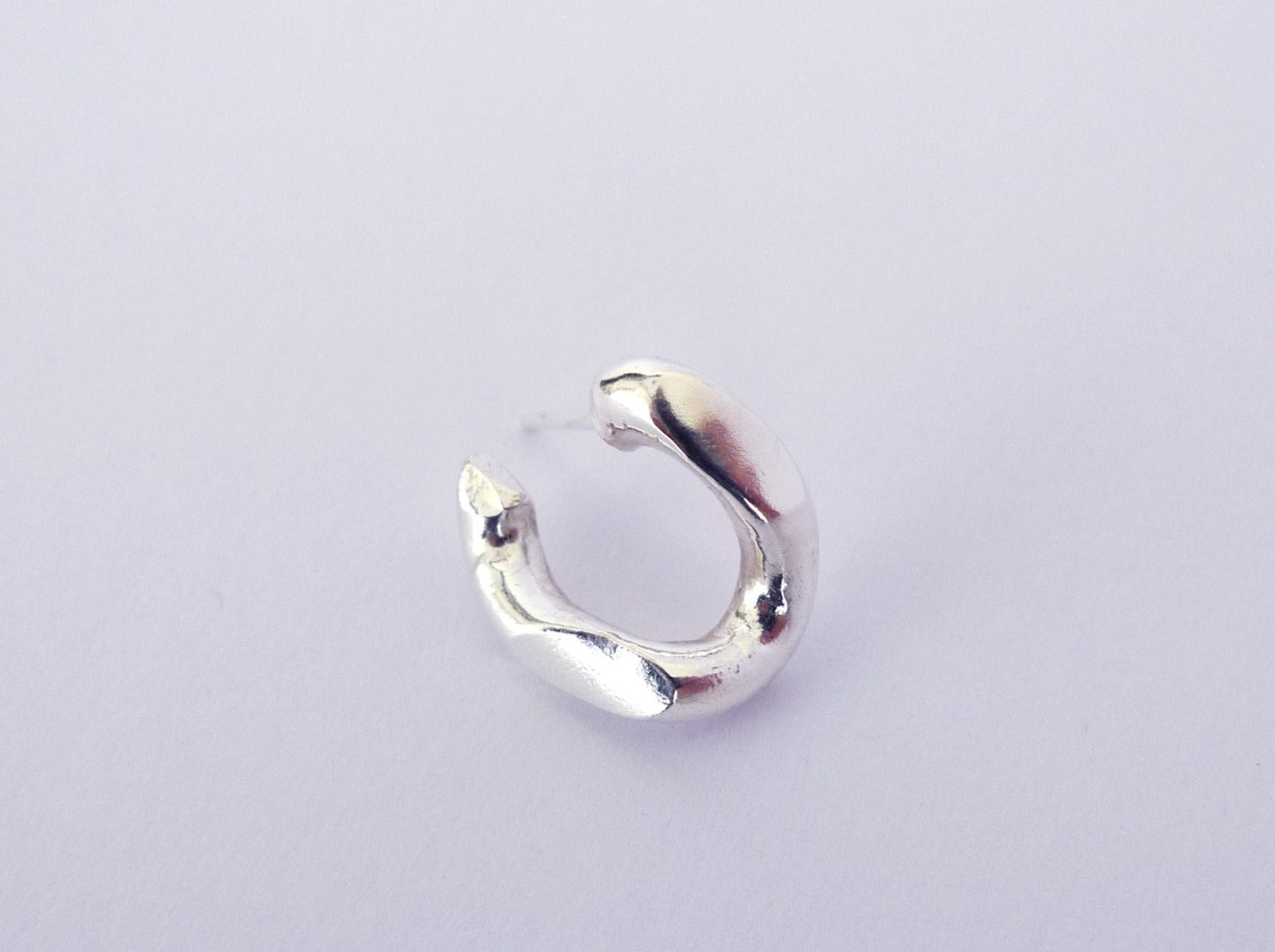 Chunky Unisex 925 Silver Statement Ear Huggie Link Stud Perfect Size Modern Shiny Cuban Chain Link Ear Wrapped Earring