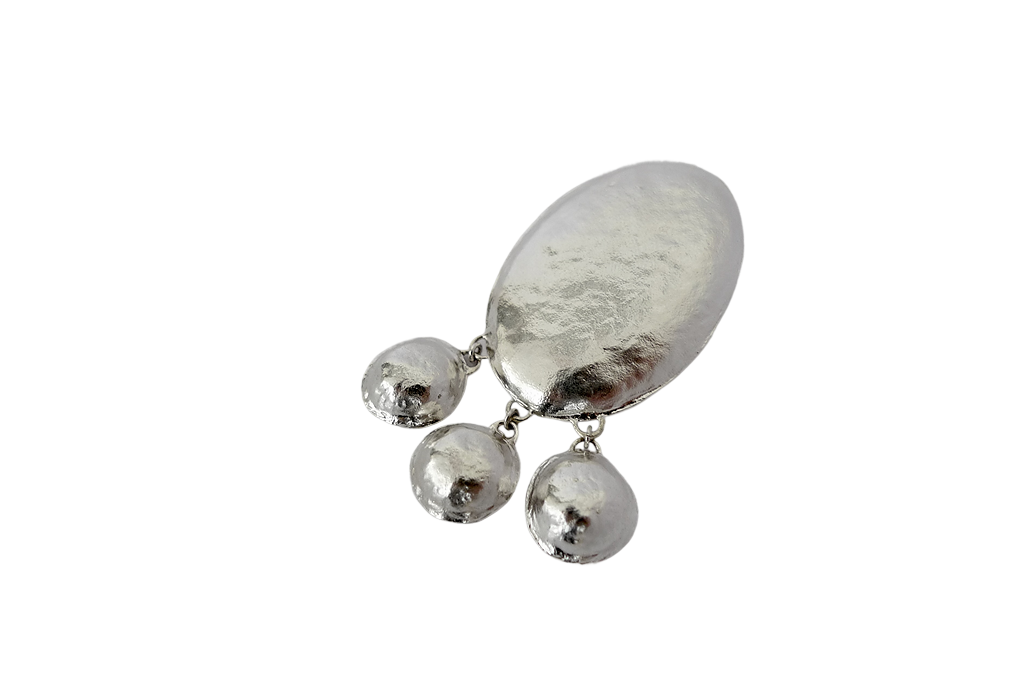 Organic shaped Mobile Silver Statement Earring
Textured Modern Tribal Stylish chunky puffed dangle stud