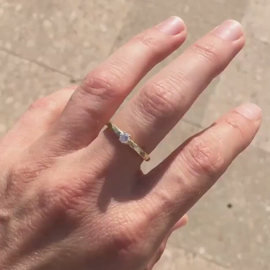 The Princess Diamond gold hammered ring