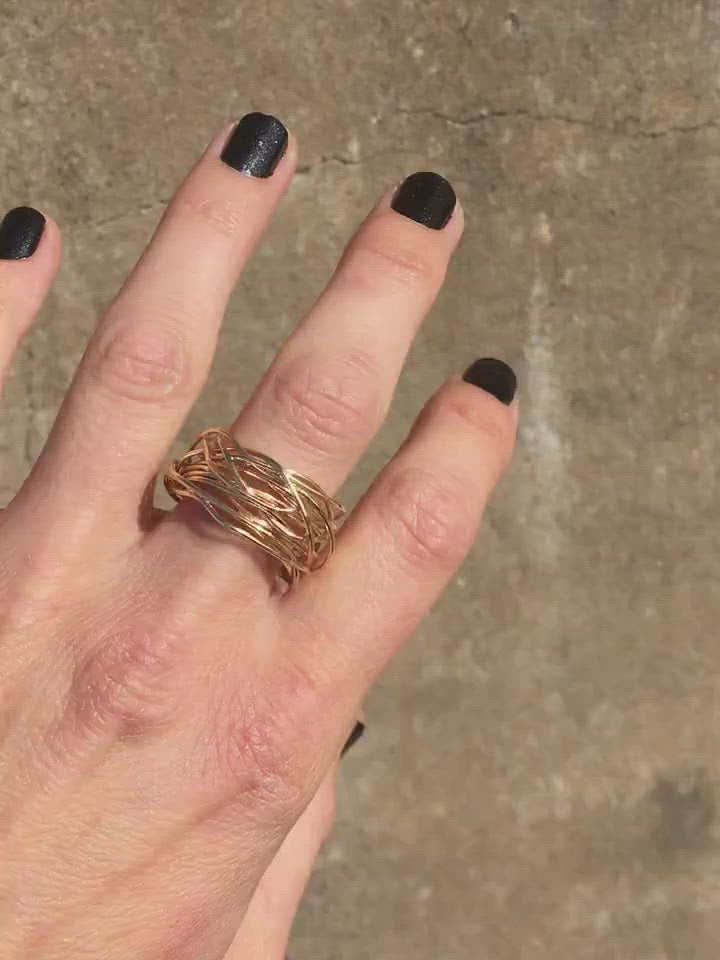 14k gold wire wrap coiled ring