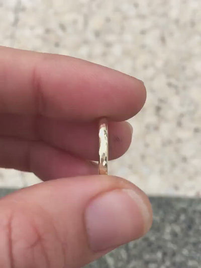 Rough Hammered ring unisex 14K gold 