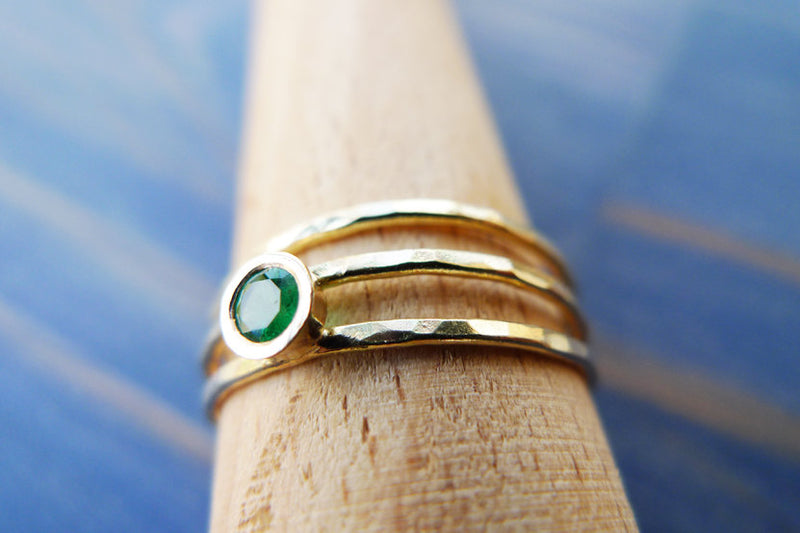 Asymmetrical Emerald Wrap Ring