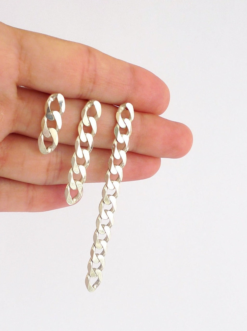 chunky big statement long sterling silver full cuban chain links stud earrings dangle modern smart runway style