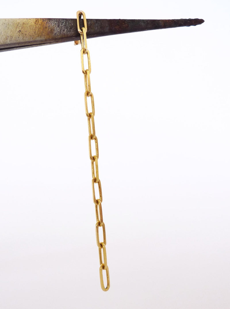עגיל שרשרת ארוך מתנדנד חוליות זהב גדולות אובליות מרובעות 14 קראט זהב אמיתי מתחתנים כלה קלילה עגיל מנצנץ בשמש מודרני עיצוב חדשני אסימטרי