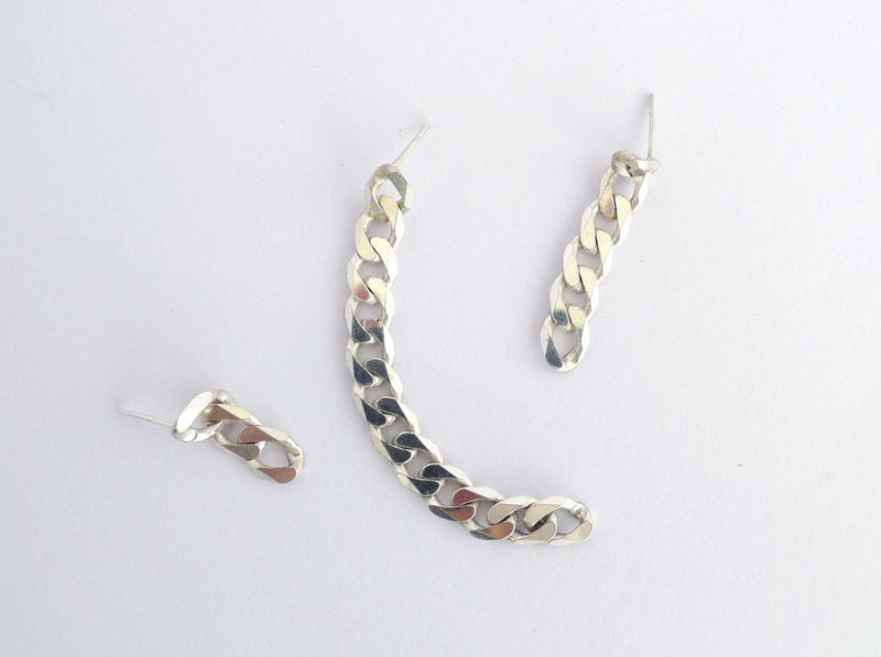 dynamic long dangle sterling silver cuban chain earrings statement runway jewelry
