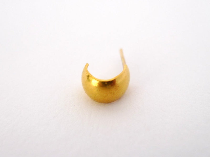 24k gold small half moon concave earring handmade reverse hammer technique pure 24ct gold solid recycled unisex essential jewelry