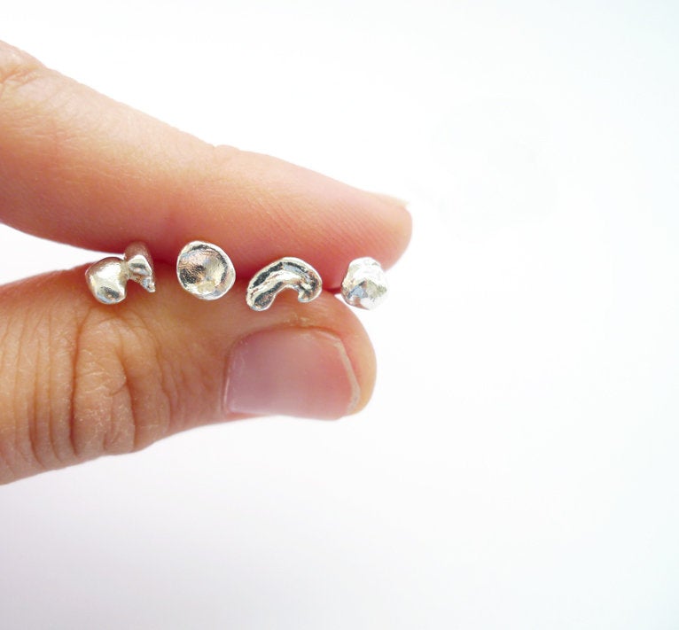 Silver Nugget Studs