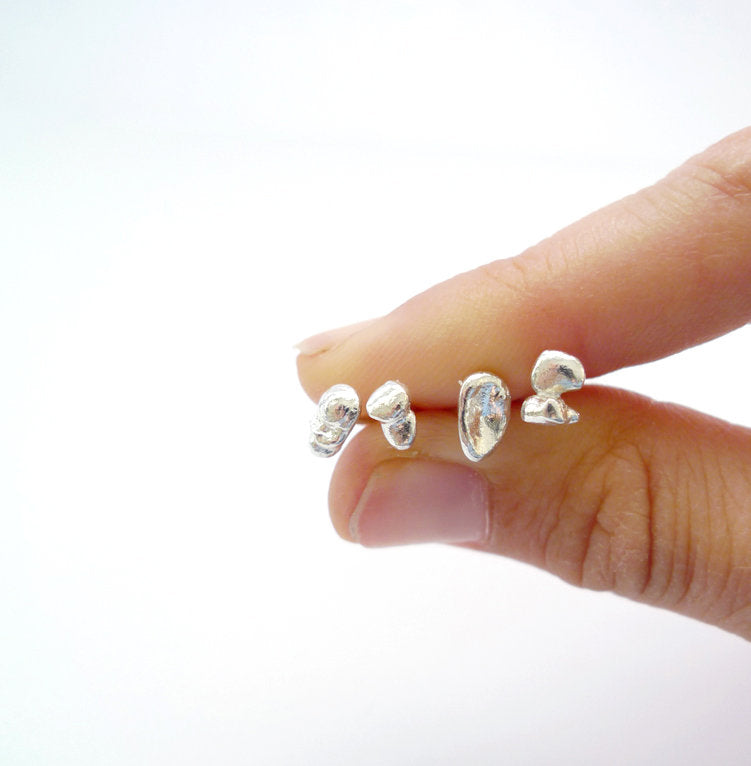 Silver Nugget Studs
