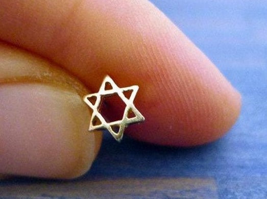 14k solid gold star of david nose stud