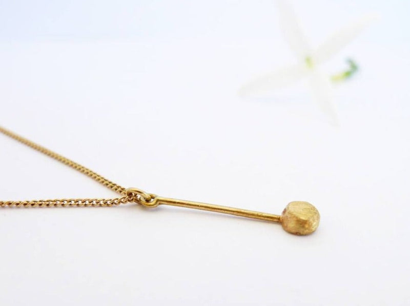 tiny pendulum charm 14k recycled gold dainty necklace handmade delicate minimalistic 14k fairtrade fairmine gold pendant necklace