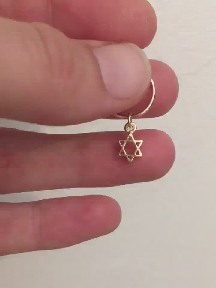 זהב כוכב מגן דוד תליון מתנדנד 14 קרט יוניסקס לגבר לאשה עם אלמנט מגן דוד סמל ישראל