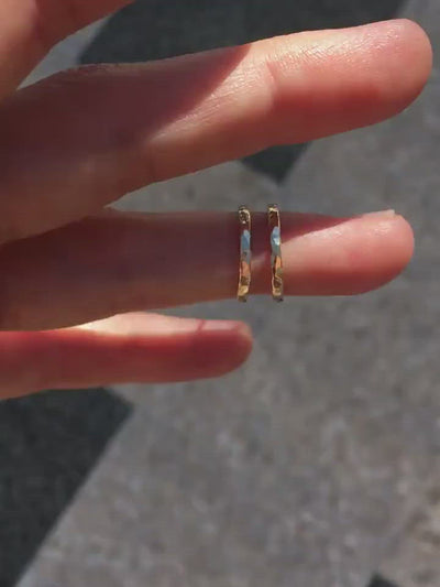 Crescent Hoops hammered solid gold