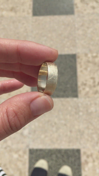 Rough_gentle gold ring men unisex handmade recycled 14k gold