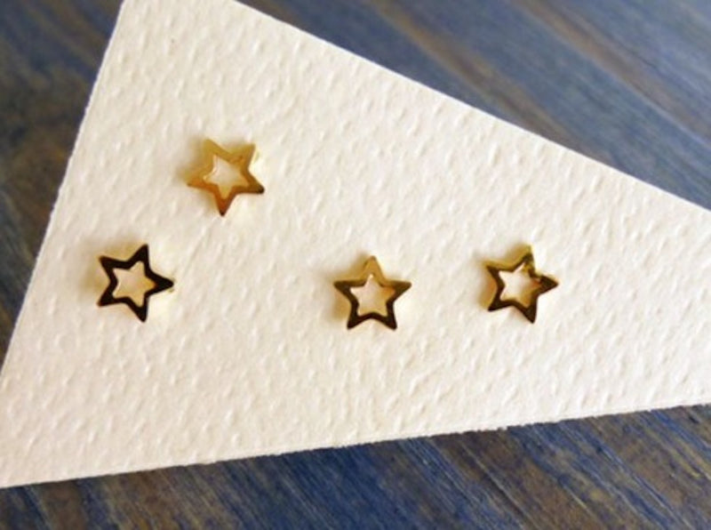 Star Studs Outline Star Stud Earrings Tiny Star Earrings Thin Gold