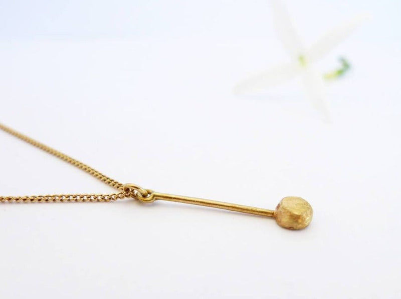 tiny pendulum charm 14k recycled gold dainty necklace handmade delicate minimalistic 14k fairtrade fairmine gold pendant necklace