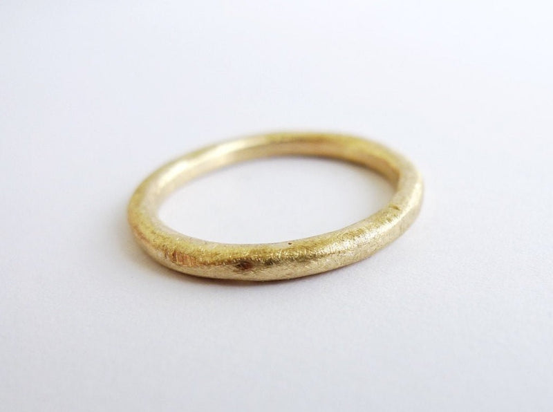 rough rustic handmade 14K / 18ct  Recycled Gold Textured Wedding Band. unique earthy chunky bold unisex gold ring