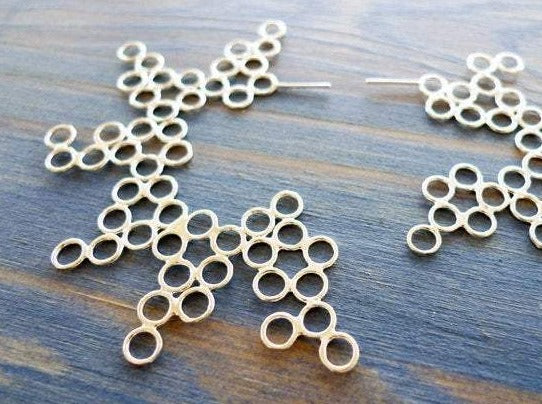 large statement dramatic abstract molecule shape bubbles loops stud earrings flat design recycled sterling silver