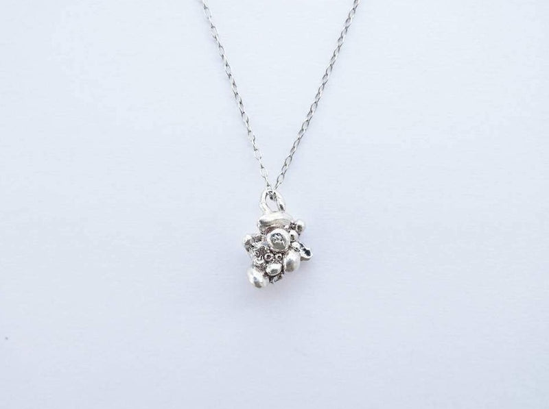 handmade chunky cluster silver nugget pendant organic shape  necklace