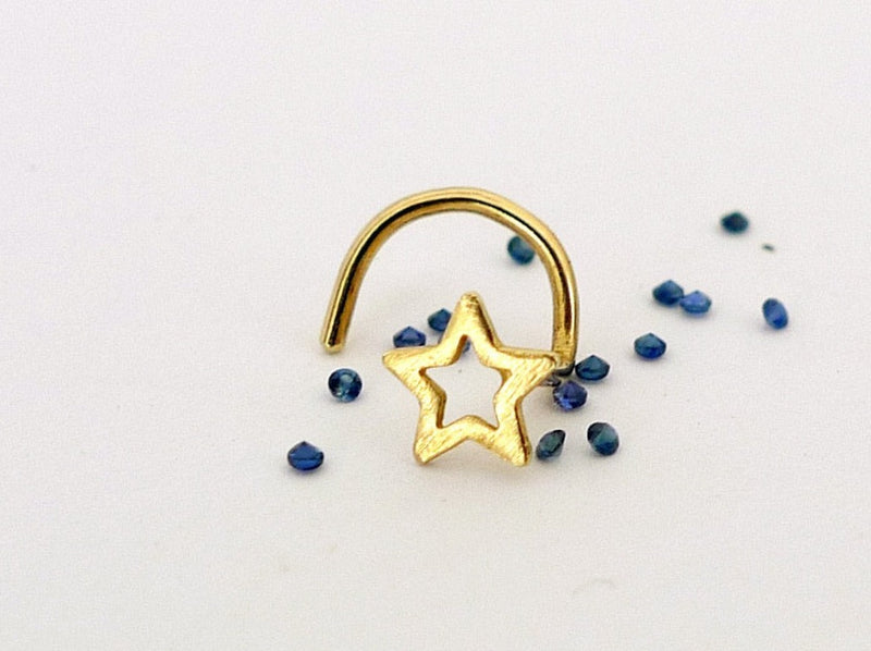 Sterling Silver Gold Shooting Star Open Hoop 22G Nose Ring | Icing US