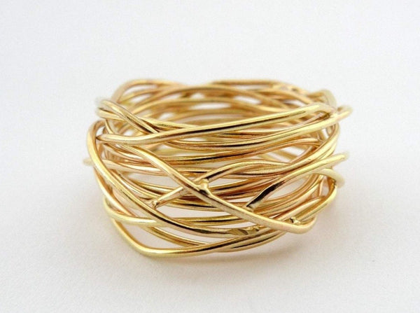 coiled ring 14K Solid Gold Wire Wrap Ring Floating Chunky Big Statement Band Modern Wide Infinity Luxurious Ring 585 Wickelring Handmade