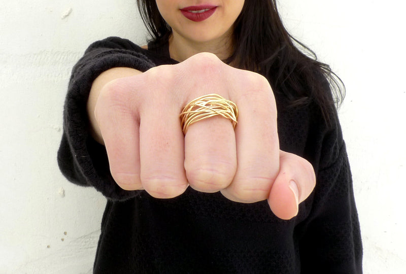 14k gold wire wrap coiled ring