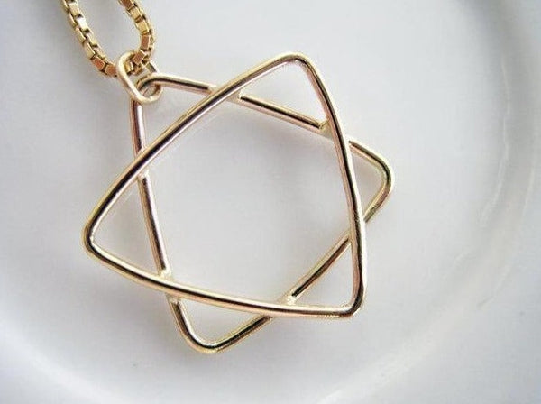 handmade star of david shield pendant 14k gold wire frame jewish protection sign necklace charm for woman