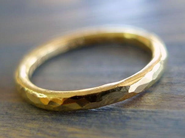 18ct gold hammered rustic thick men wedding band recycled gold textured earthy unisex timeless band