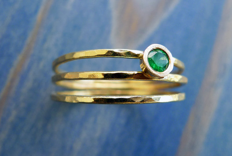Asymmetrical Emerald Wrap Ring