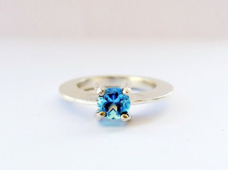 unique statement large solitaire ring sterling silver london blue topaz big gemstone engagement proposal anniversary ring